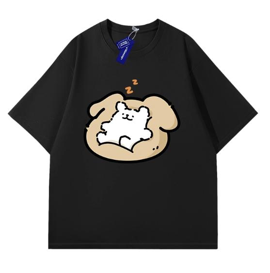 MINISO Cute Cartoon Maltese Line Dog Printed Tshirt Shortsleeve Women Men Couple Casual Loose Versatile Hotselling Tees