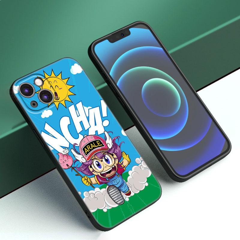 Custodia per Telefono Anime Dr Slump Arale Per Apple iPhone 12 13 Mini 11 14 15 Pro Max 7 8 Plus X XR XS SE 2020 2022 Custodia Nera in Silicone