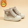 velvet high-top little white shoes for women's 2025 winter new student ins Korean version of warm casual height-increasing cotton shoes Q251