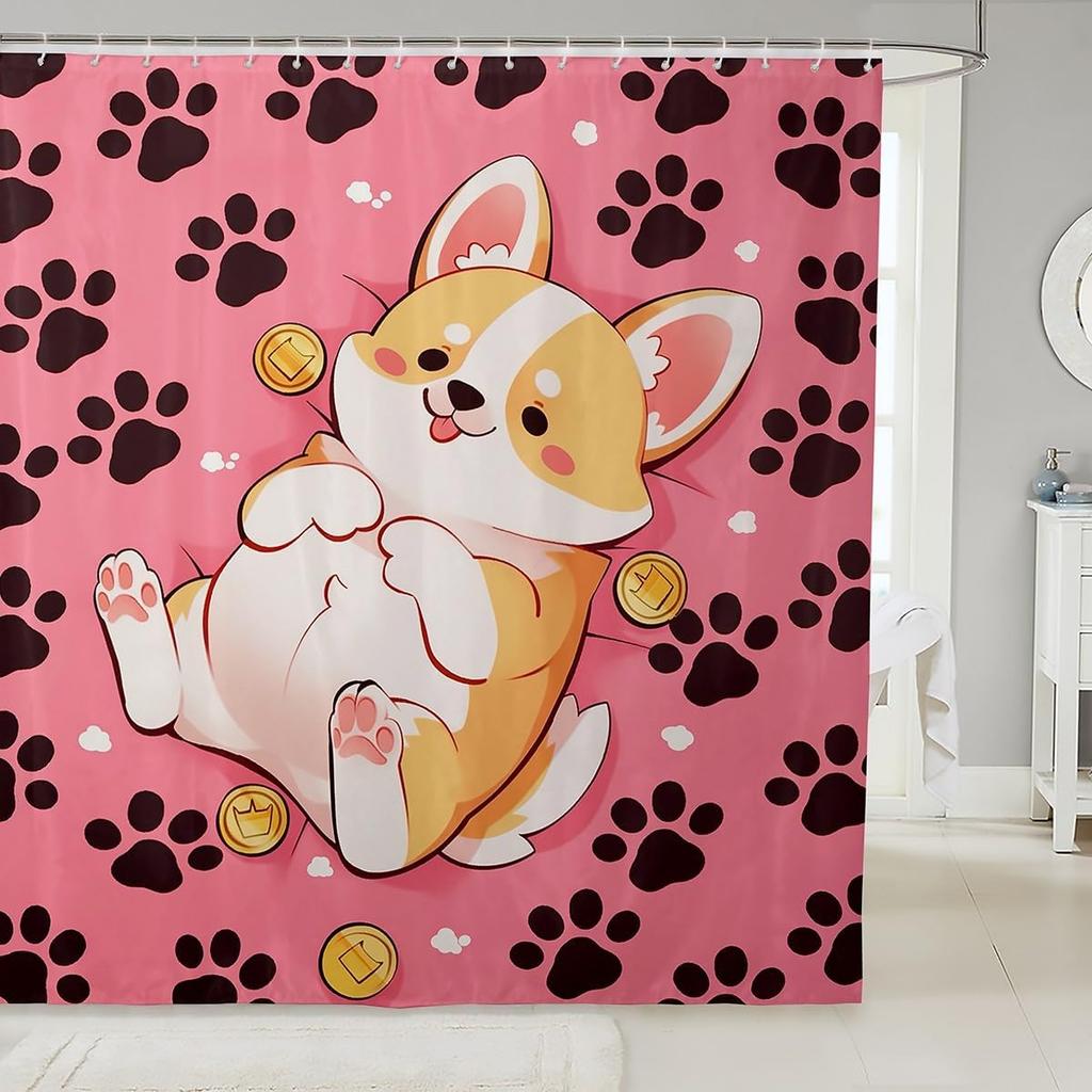 Cat Fabric Shower Curtain for Girls Kids Teen,Colorful Cartoon Animals Bathroom Shower Curtain Sets Cute Pet Shower Curtain