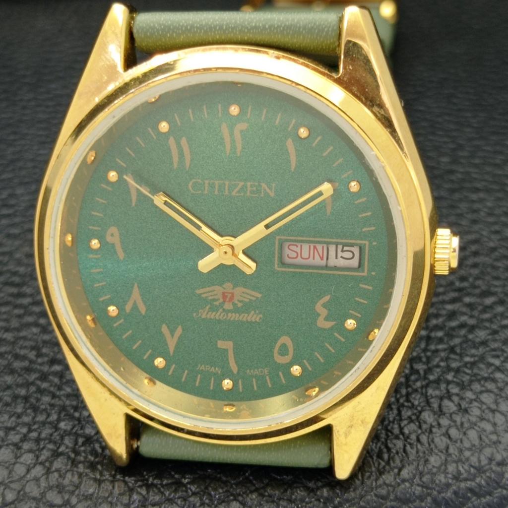 AUTOMATIC VINTAGE REFURBISHED CITIZEN 8200 JAPAN MENS GREEN DIAL WATCH A436281-2 R128-a436281