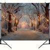Winter Forest Path With Snow And Fairy Lights Wall Tapestry Art Decor For Boho Living Room Holiday Home Interior