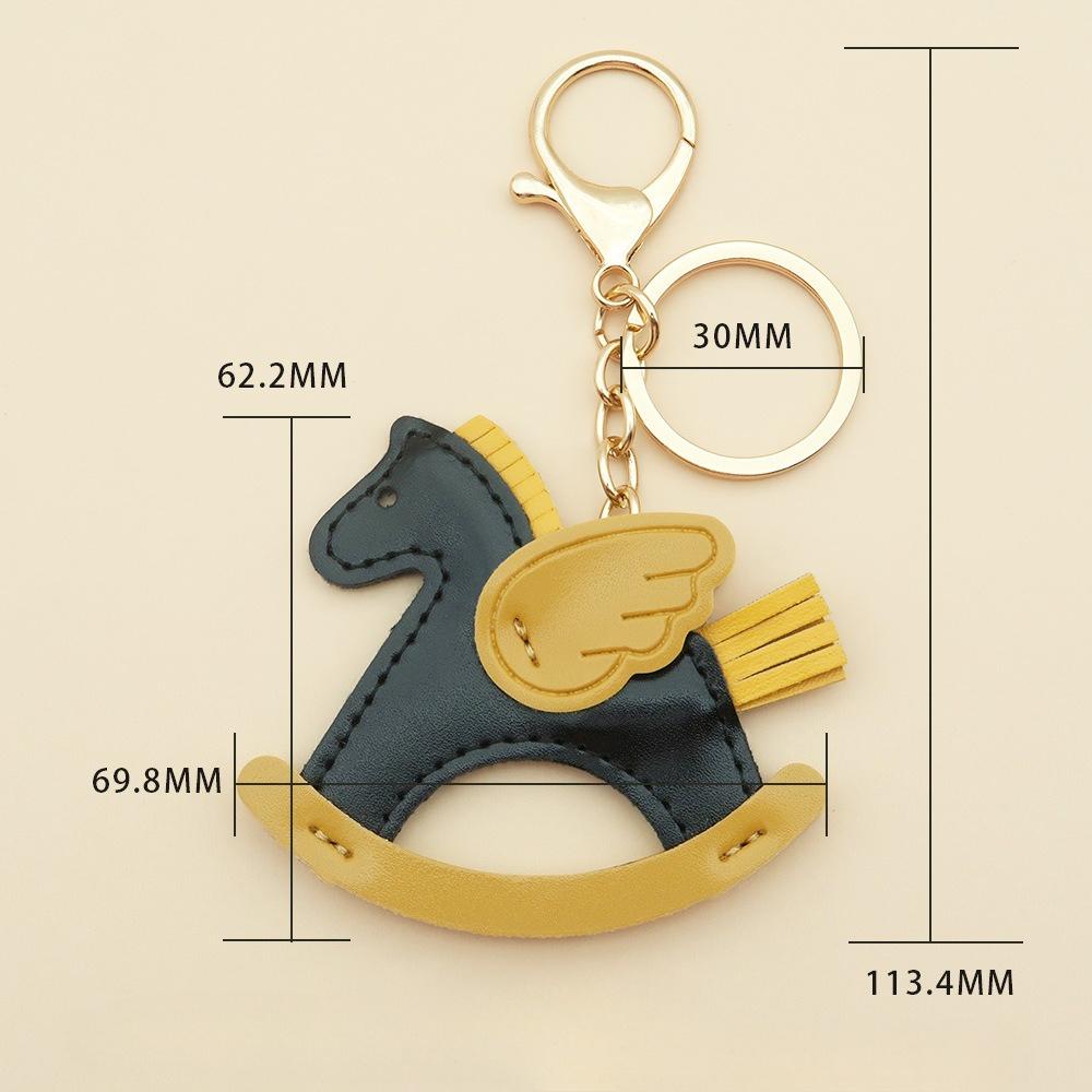 Women's Bag Charm Decoration Bag Pendant Cartoon Rocking Wooden Horse Women's Leather  Bag Charm Key Chain Cute Bag Accessories Gifts
