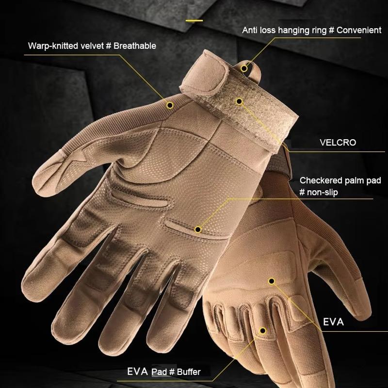 Winter Gloves for Men's Rubber Shell Protection Thickened Warm Tactical Gloves All Finger Touch Screen Outdoor Riding Cold Glove