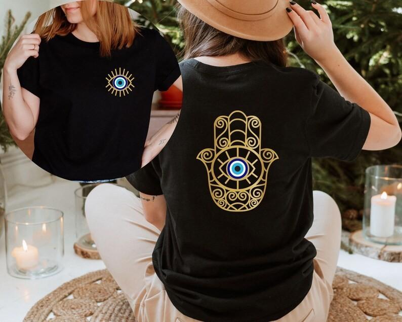 Evil Eye T-shirt Spiritual Protection, Positive Vibes