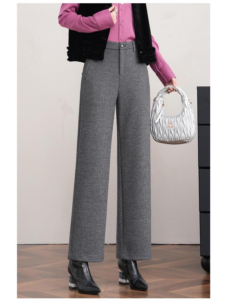 2025 Herbst/Winter High Waist Tencel Wolle Zigarettenhose: Schlankmachender lockerer Fall für vielseitige Freizeitkleidung