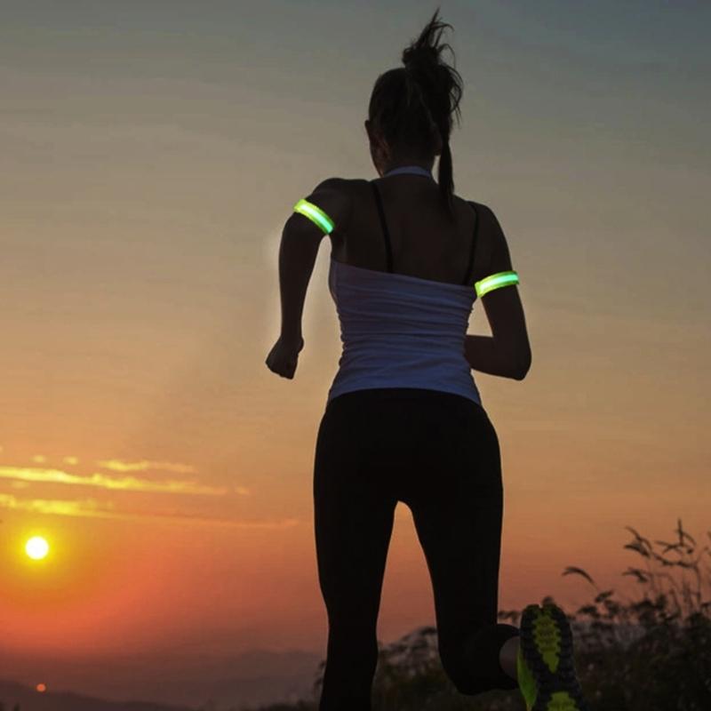 High Visibility LED Safety Armband with Reflective Strips USB C Rechargeable Reflective Wristband for Outdoor Activities