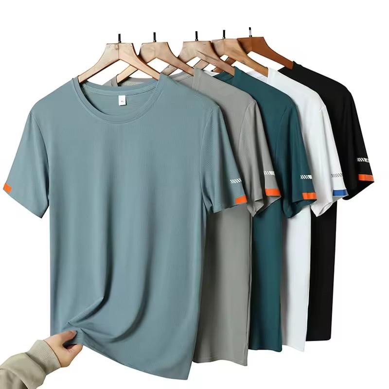 Men's Summer Sports Breathable T-shirt New Fashion Round Neck Simple Running Fitness Suit Thin Oversized Quick Drying Tee Shirts