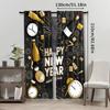 2pcs Happy New Year  Contemporary Polyester Curtains   Rod Pocket   Woven   Semi-Sheer   Decorative All-Season for Bedroom   Livi