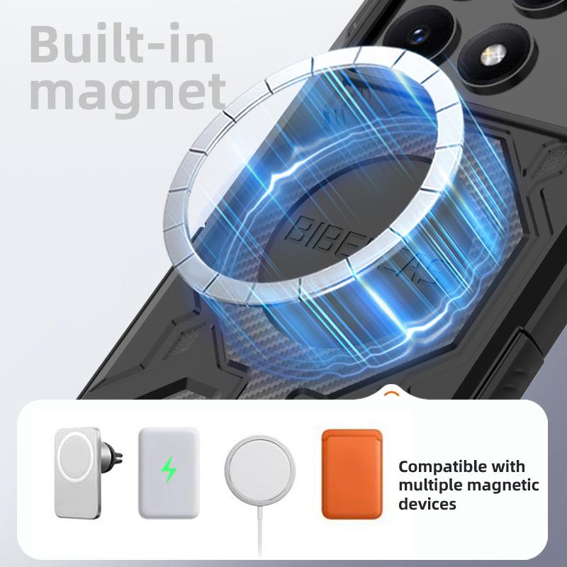 Odolné magnetické pouzdro Armor na telefon pro Xiaomi POCO X7 X6 Pro F8 Pro Ultra F7 F6 Pro Tvrdé PC Ochrana Bezdrátové nabíjení Nárazuvzdorný Kryt s nárazníkem