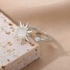 Huitan Sun Design Women Opening Ring Elegant Party Daily Imitation Opal Accessories with Bright CZ Fashion Lady Wedding JewelryGood Product