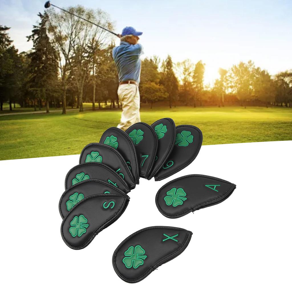 10 PCS Head Covers Four Leaf Pattern PU Waterproof Delicate Iron Covers Set for Most s