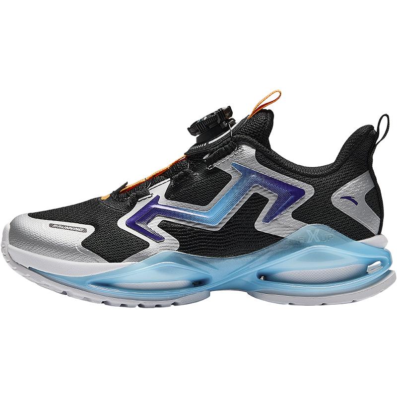 Anta Kids Casual Lightweight Breathable Shock Absorbing Low Top Running Shoes Men sneaker Black Silver Iceland-Blue A12445536-1