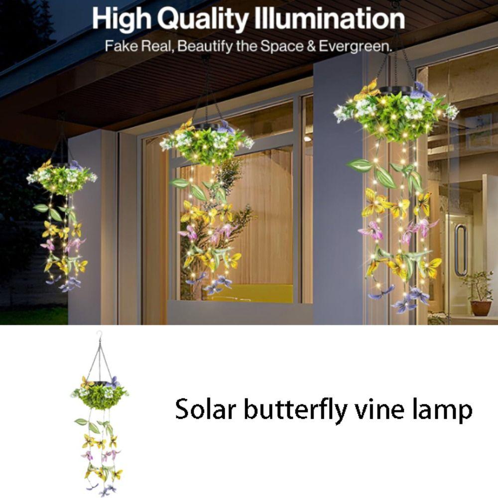 Waterproof Design Solar Butterfly Lamp Butterfly Decoration Solar Powered Solar Vine Lamp Vine Style Artificial Plant