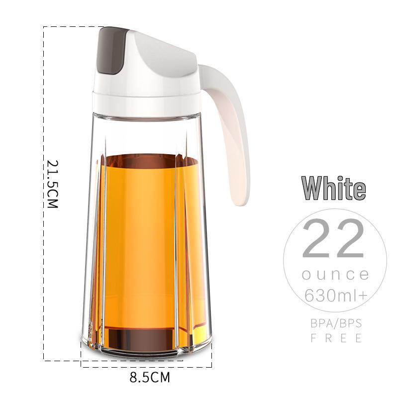 Automatic Open/Close Glass Oil Dispenser: Dustproof, Leakproof, Transparent Oil & Vinegar Bottle with Lid.