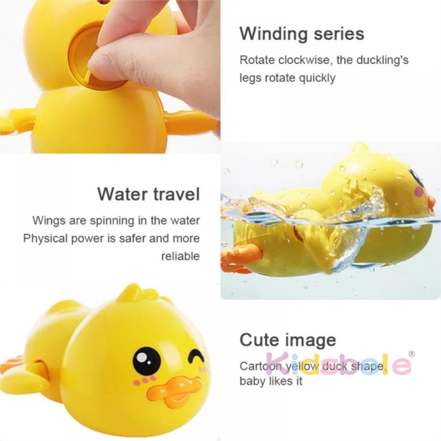 Cute Swimming Duck Clockwork Bath Toy Wind Up Water Floating Toy Hot Sale Duck Toy for Baby Bathtub Bath Toy Fun Bath Time Gift