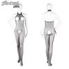 Feimo Lingerie Women's Sheer Halter Low-Cut Open Crotch Mesh Bodysuit 7504