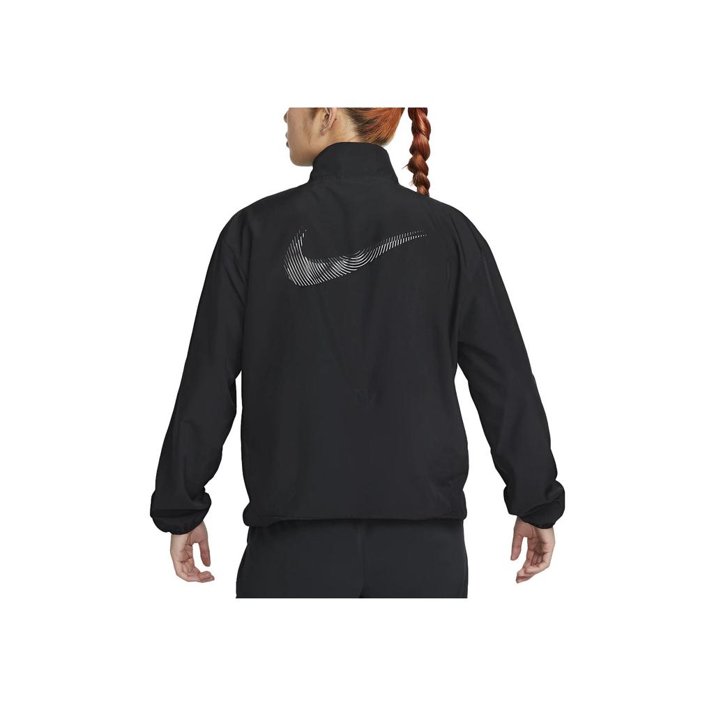 Nike Loose Stand Collar Solid Color Zip-Up Jacket Women Outerwear Black FB4695-010