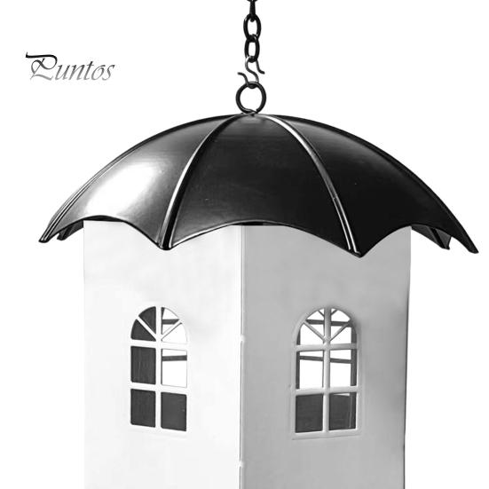 Metal Bird Feeder Squirrel-Proof House Design Bird Feeder Easy To Refill Hanging Feeder with Perch for Outdoor Backyard Garden Decor