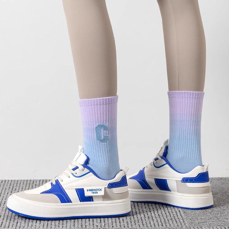 Women's Pure Cotton Mid-Calf Socks: Breathable, Sweat-Absorbing, Ideal for Running, Jump Rope, and Casual Sports. Perfect for Spring and Autumn.