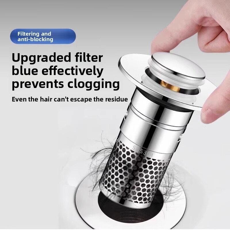 Washbasin Leak Stopper, Washbasin Faucet Filter, Odor-proof Bouncing Core Water Inlet Device Stopper, Washbasin Universal Sealing Cover