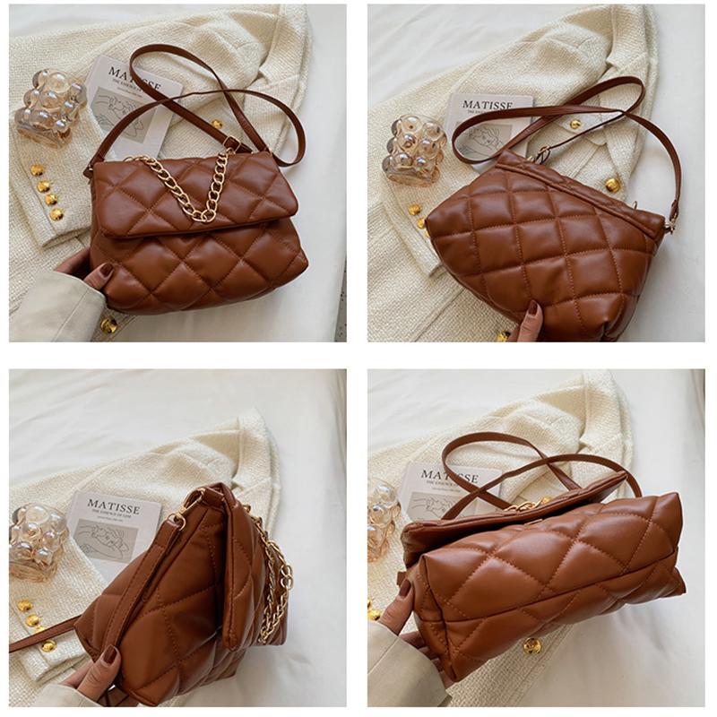 Yogodlns текстура ромб однотонная сумка через плечо с клапаном для женщин цепочки декоры — фото 15