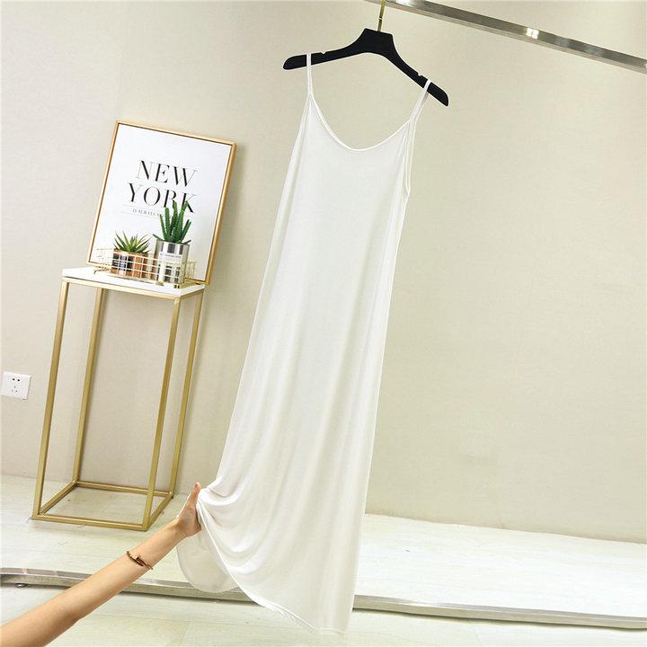 Women's Sleeveless Modal Cotton Slimming Midi Dress - Plus Size, Summer Round Neck Layer Slip