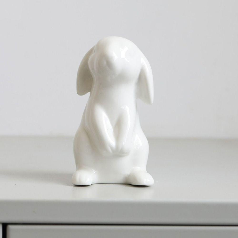 Cute Rabbit Figurine Simple Animal Sculpture Nordic Style Rabbit Model  Easter