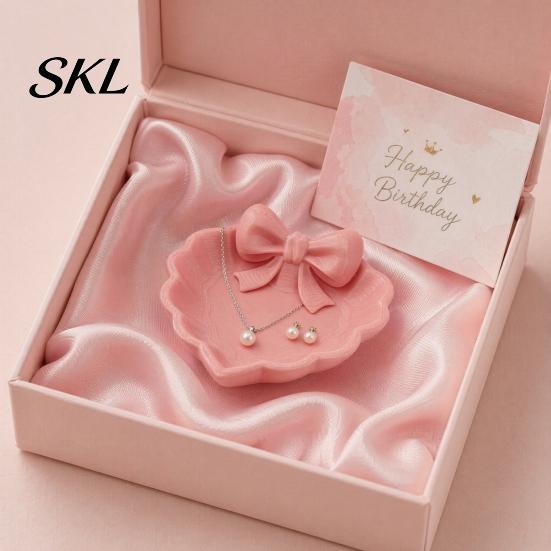 One-piece Molded Tray 3D Printed Bow Jewelry Tray, Heart Shape Ring Dish, Entryway Table Trays, Delicate Decorative Trinket Organizer for Rings
