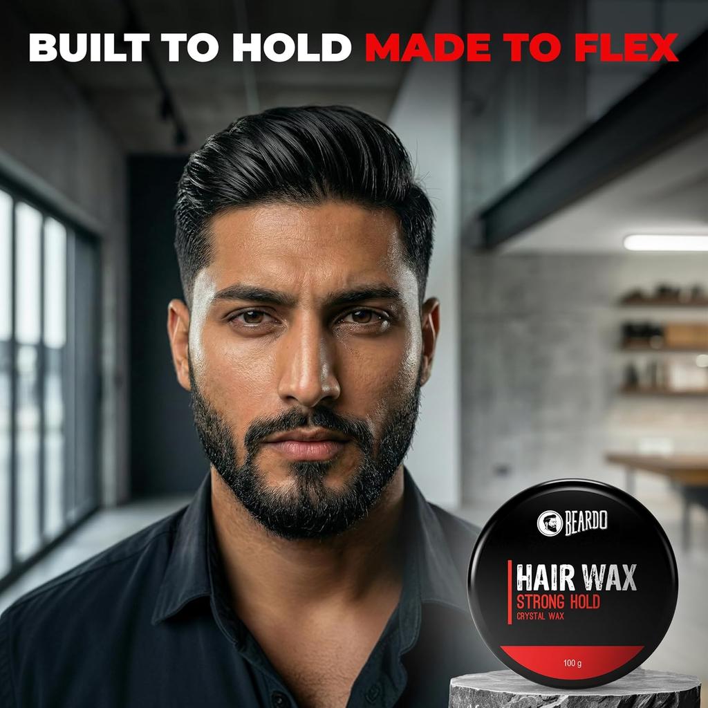 Beardo Stronghold Hair Wax 100 gm Pack of 1 Glossy Finish Shine Strong Hold Styling Gel