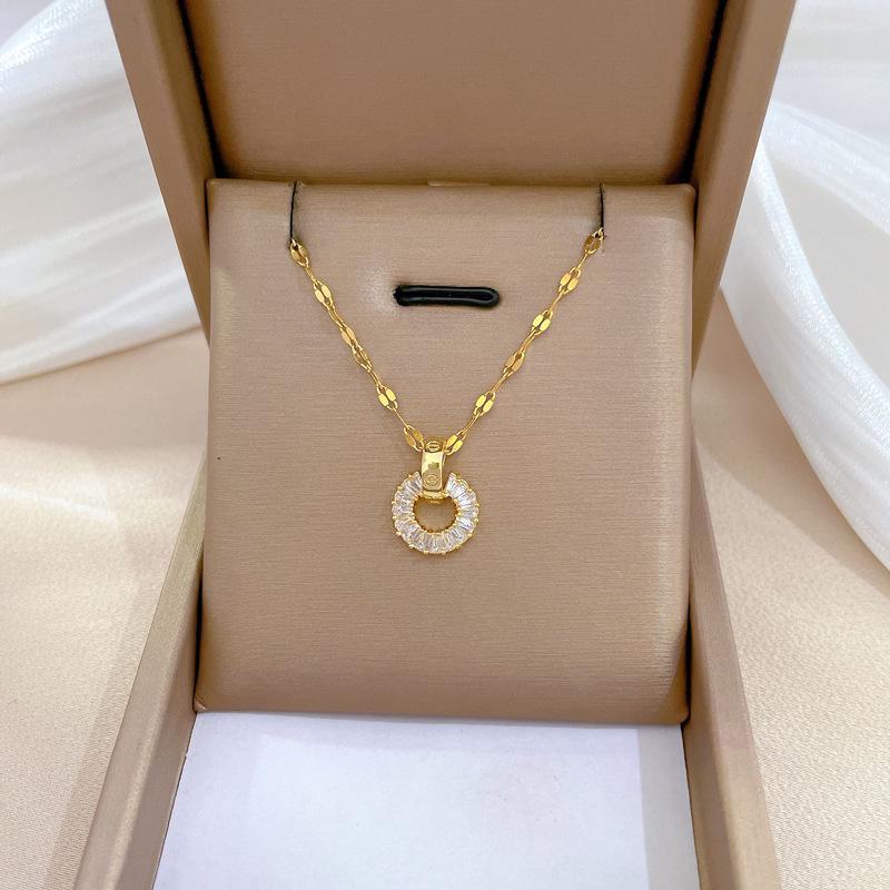 

[Titanium Steel] Luxury Diamond Hoops & Necklace Set – Personalized Micro-inlaid Earrings & Necklace for Banquets