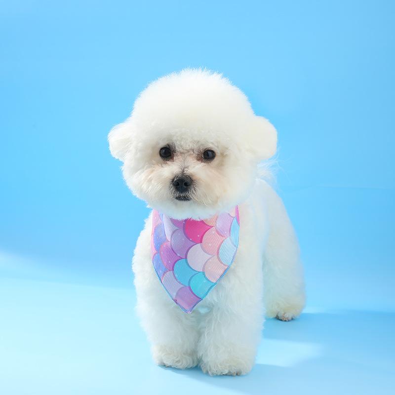 Summer New Mermaid Pearl Pet Headband Beach Tricolor Fish Scale Dog Scarf Dogs Stuff Pet Accessories Dogs Bow Tie Dog Bandana