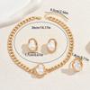 Ladies Necklace Set, Geometric Inlaid Special-Shaped Pearl Design Bracelet Versatile Earrings Jewelry Women