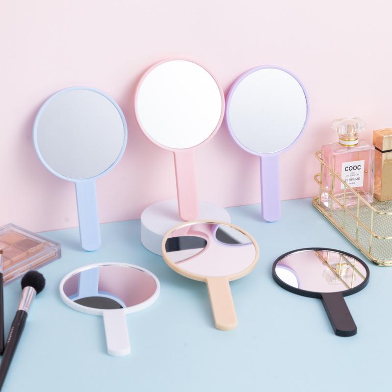Round Handle Beauty Makeup Vanity Mirror - Portable Mini Handheld Mirror