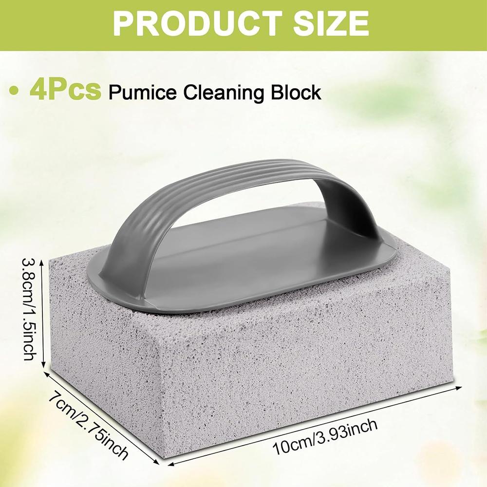 4pcs Pumice Stone with Handle for Cleaning Oven, Sink, BBQ, Bathroom, Pool