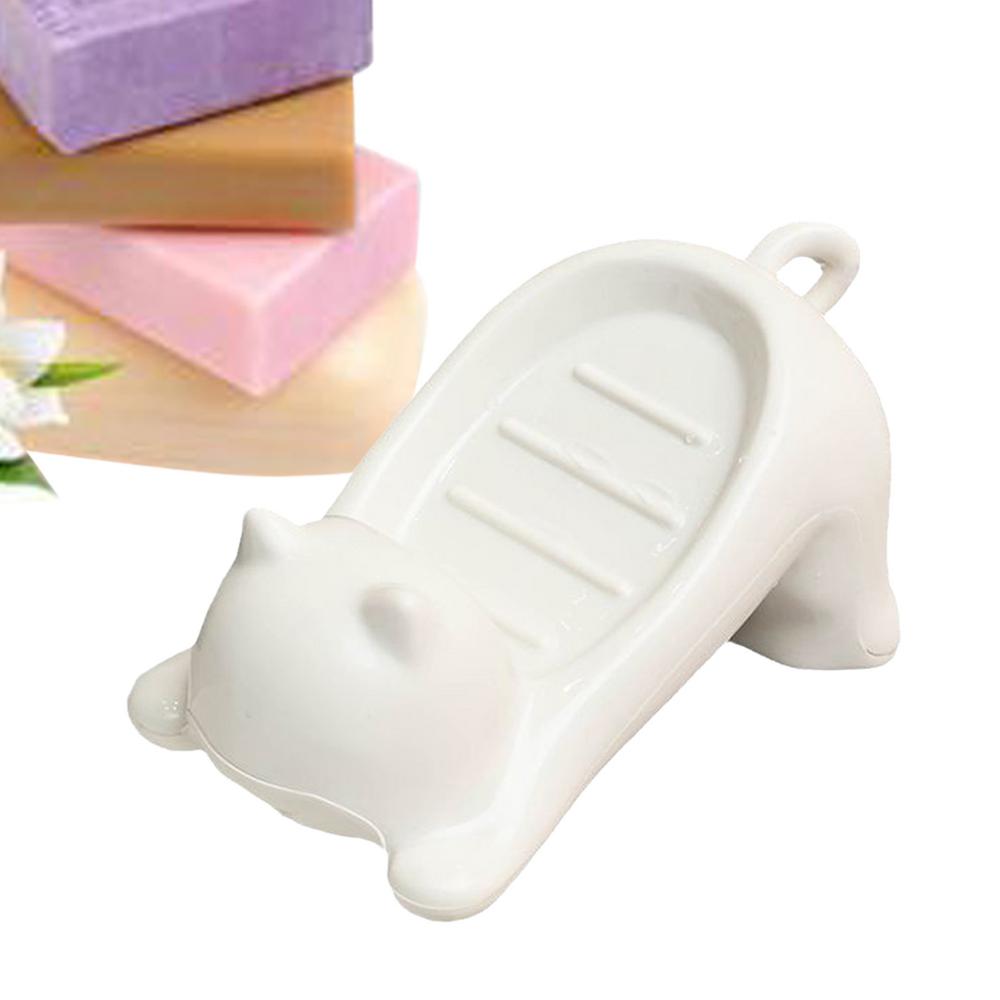 Cat Shape Soap Box Cartoon Soap Dish Washing Sponge Holder Household Bathroom Accessories for Camping Shower Travel Bathroom