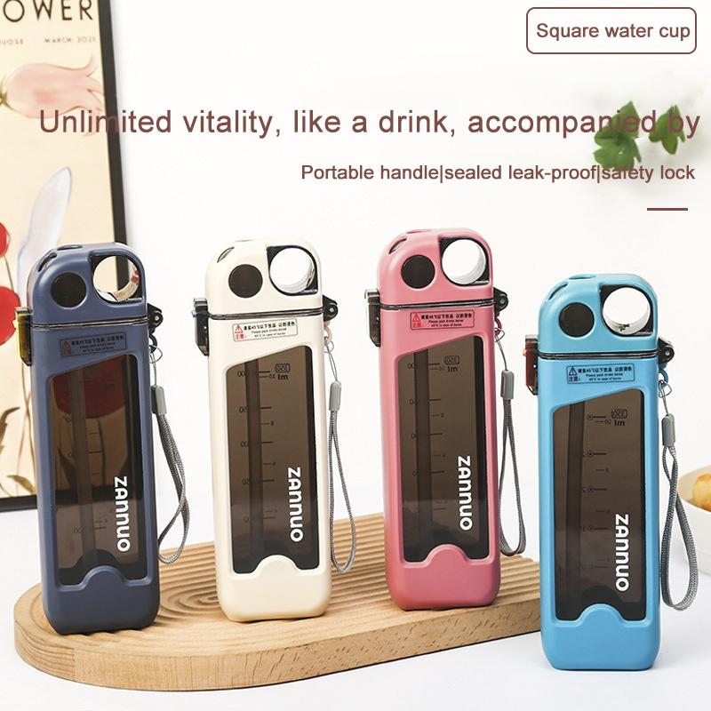 350ml Water Bottle Leak-proof Square Cup Sports Bottle with Lockable Lid and Measurements for Outdoor Sport Travel Drinkware New
