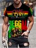 Men'S Fashion Round Neck Short Sleeve T-Shirt In Reggae Style with ONE LOVE Print, Perfect for Casual Wear, Breathable, Comfortable, Trendy, And