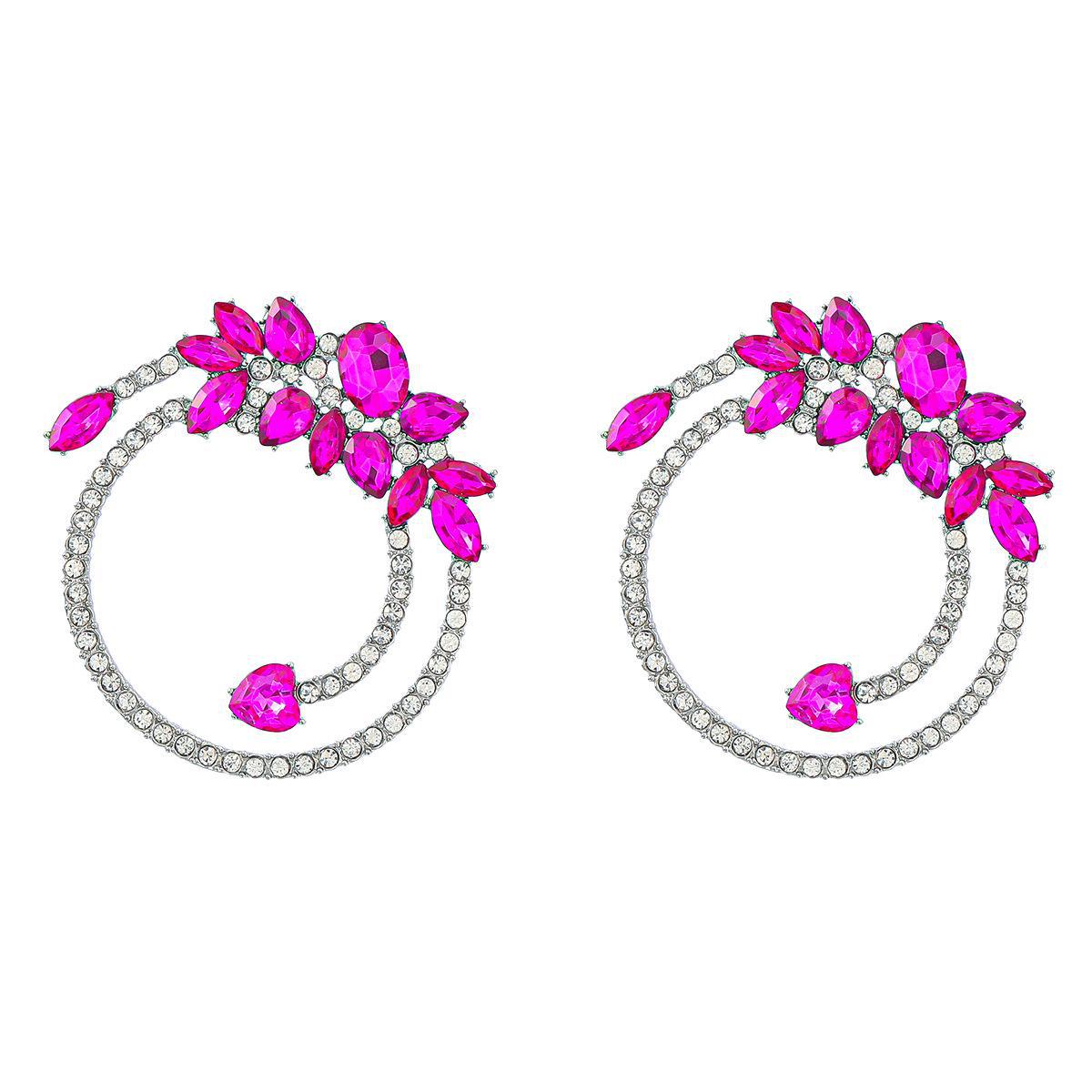 

Круглые серьги-цветы из сплава со стразами — европейский и американский дизайн, преувеличенный стиль, коллекция 2022 г. розы красного