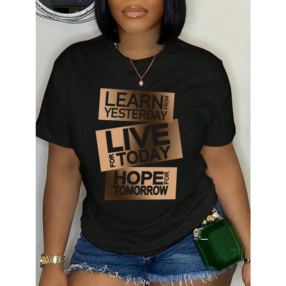 Футболка с круглым вырезом и коротким рукавом с принтом в виде букв УЧИТЕСЬ У ВЧЕРА — фото 6