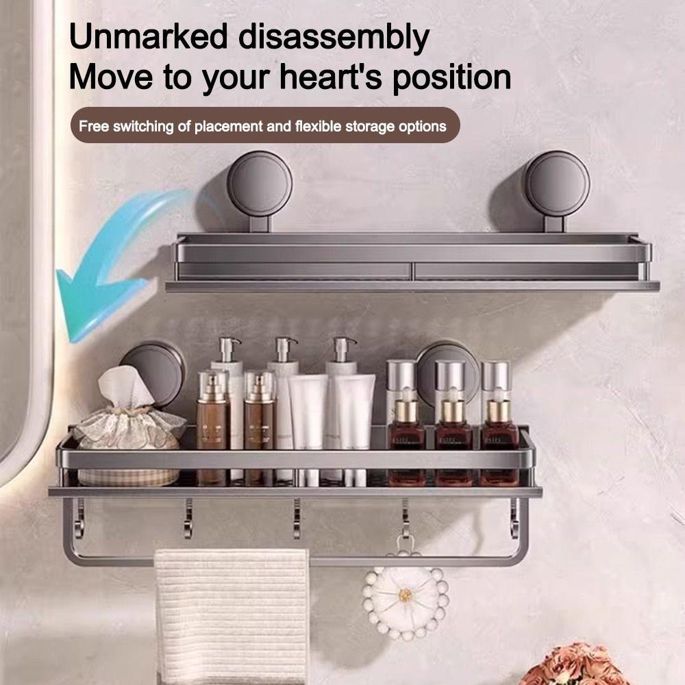 Aluminum Wall Shampoo Holder Suction Cup Shower Organizer Shelf Multifunctional Kitchen Organizer