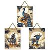 Divine Shri Krishna Wall Art Set, Peacock & Cow Home Decorative Wall Art