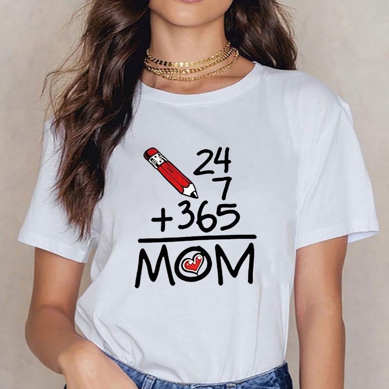 Funny Math Equation MOM T-Shirt Women's Casual Summer Mother's Day T-Shirt Top