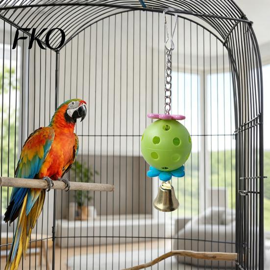 Bird Cage Parrot Foraging Ball Toy, Plastic Hollow with Bell, Bell Toy Enrichment for Lovebird Budgie Cockatiel Conure