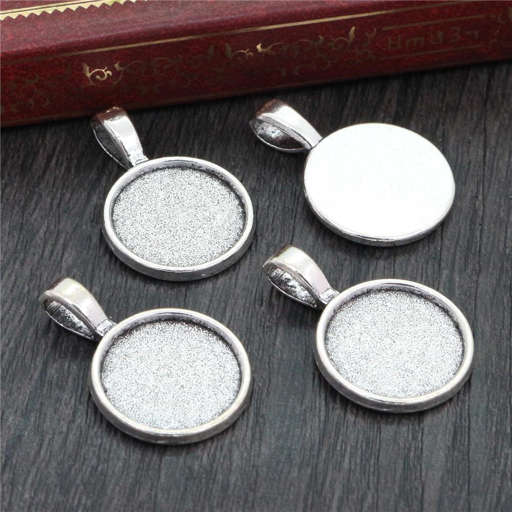 10pcs 18mm Inner Size Alloy Pendant Cabochons Blank Base Setting Bezel Tray DIY Jewelry Making Accessories Findings for Necklace