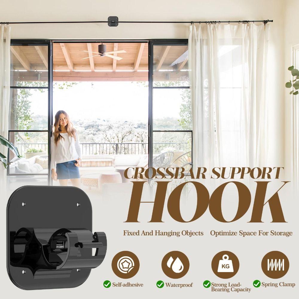 2pcs Adhesive Curtain Rod Holder Adjustable Curtain Rod Hook Curtain Rod Brackets  for Bedroom Home