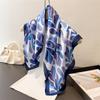 Soft Leaf Print Elegant High-end Silk Scarf Imitation Square Shawl Versatile Neck Small Women