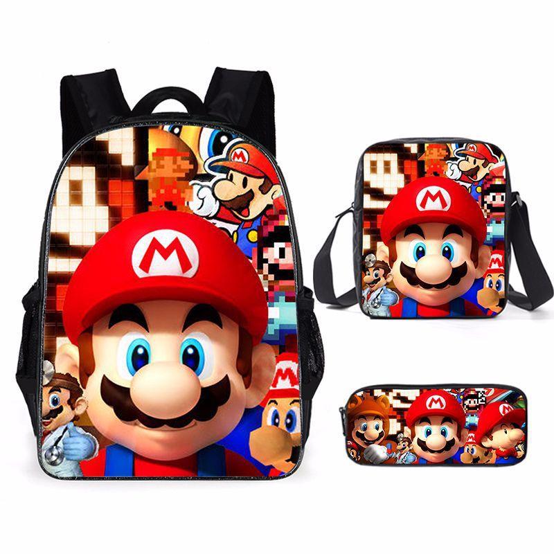 Cartoon Backpack, Primary And Secondary School Students Three-Piece Set, School Bag, Backpack, Shoulder Bag, Pencil Case.
