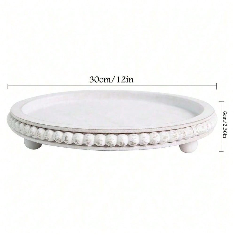 

1 шт. Винтажный деревянный поднос для хранения, Подставка для ароматерапевтических свечей, Украшение для вечеринки, Подставка для хранения кухонных специй и демонстрации ваз белый