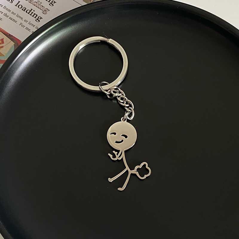 Fun Stickman Couple Keychain Ins Cute Personality Funny Student School Bag Pendant Girlfriend Birthday Gift
